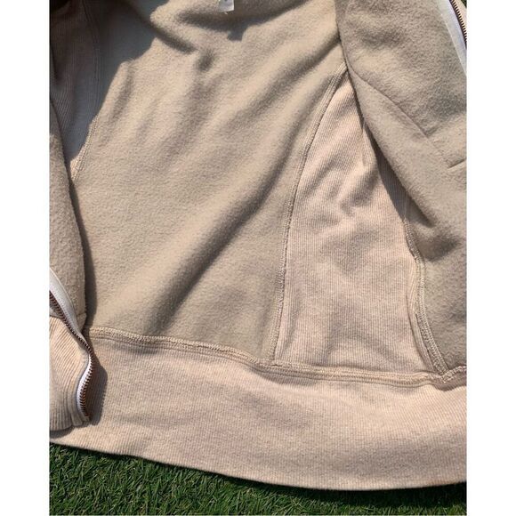 LULULEMON SCUBA cashew white striped FLEECE LINED HOOD HOODIE SWEATSHIRT JACKET - Picture 7 of 10